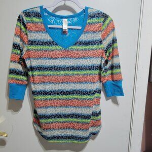 Vintage Y2K Lace Multi Leopard Print Top